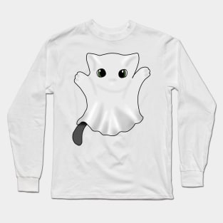 Black cat in a Ghost costume Long Sleeve T-Shirt